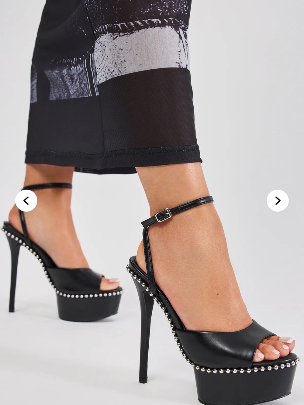 Fashion Nova Black Studded Platform Stiletto Heels